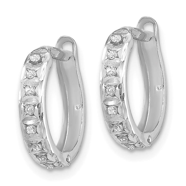 Diamond Fascination Hinged / Huggie Diamond Accent Hoop Earrings in 14KT White Gold