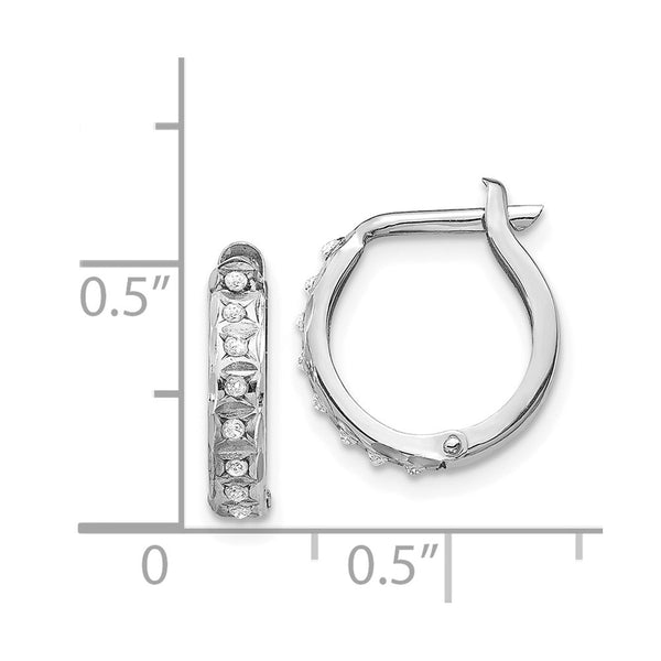 Diamond Fascination Hinged / Huggie Diamond Accent Hoop Earrings in 14KT White Gold