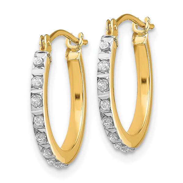 Diamond Fascination 1/100 CTW Hinged Diamond Accent Leverback Hoop Earrings in 14KT Yellow Gold