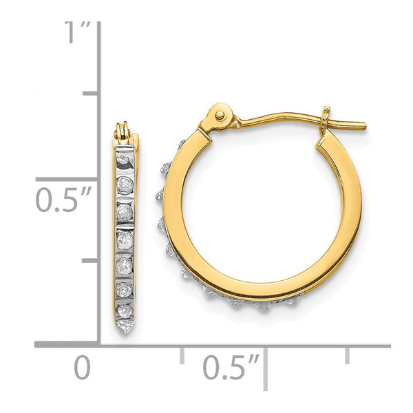 Diamond Fascination 1/100 CTW Hinged Diamond Accent Leverback Hoop Earrings in 14KT Yellow Gold