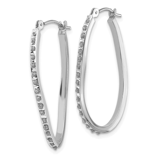 Diamond Fascination 14KT White Gold Diamond 30X1MM Diamond Accent Twist Hoop Earrings