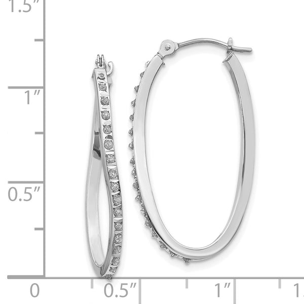 Diamond Fascination 14KT White Gold Diamond 30X1MM Diamond Accent Twist Hoop Earrings