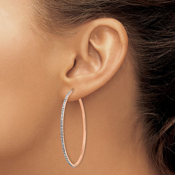 Diamond Fascination 14KT Rose Gold 52X2MM Diamond Accent Hoop Earrings