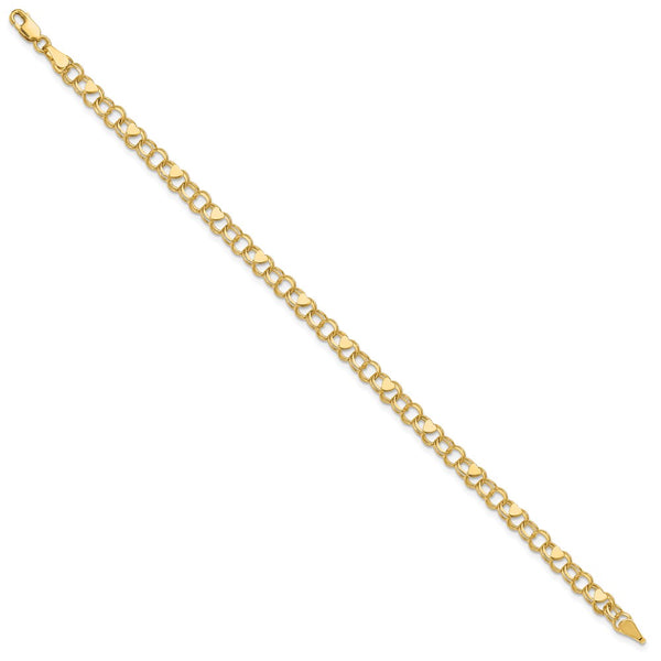 14KT Yellow Gold 8-inch 4MM Heart Charm Bracelet