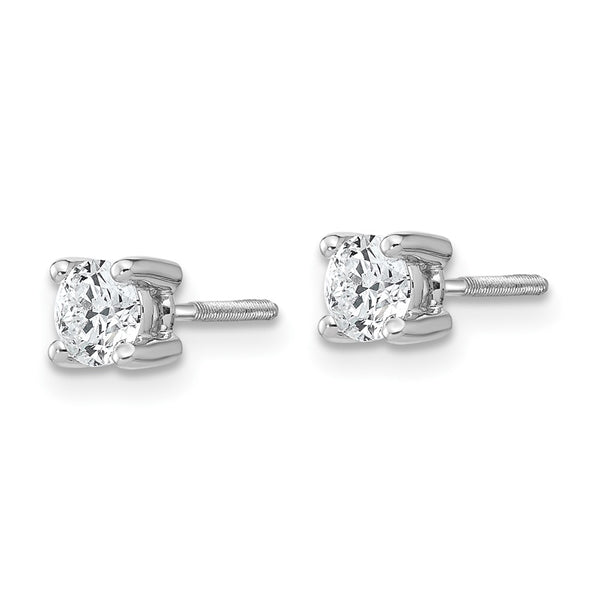 EcoLove 1/2 CTW Round GHI or IGI or GSI Certified Lab Grown Diamond Stud Screwback Earrings in 14KT White Gold