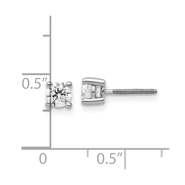 EcoLove 1/2 CTW Round GHI or IGI or GSI Certified Lab Grown Diamond Stud Screwback Earrings in 14KT White Gold