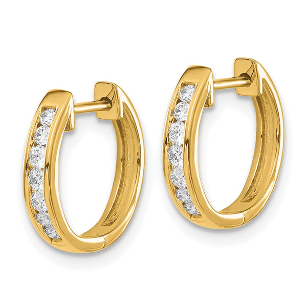 1/4 CTW Diamond Hoop Earrings in 14KT Yellow Gold