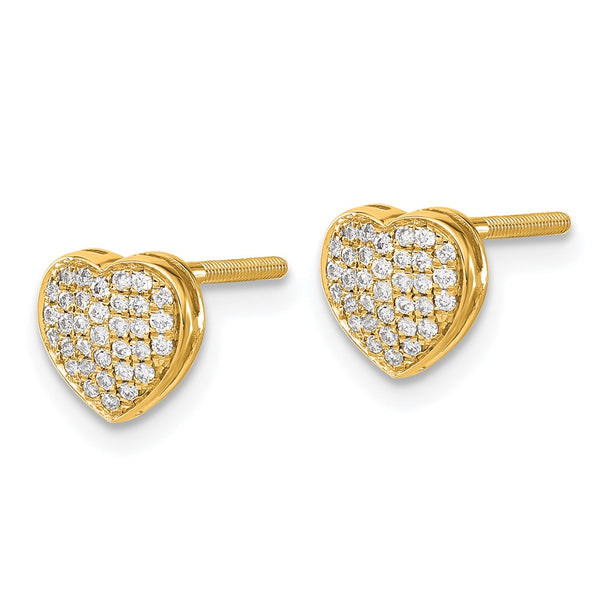 1/5 CTW Diamond Heart Stud Earrings in 14KT Yellow Gold