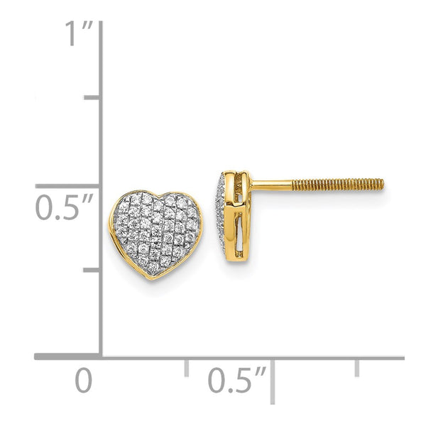 1/5 CTW Diamond Heart Stud Earrings in 14KT Yellow Gold