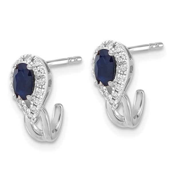 Oval Sapphire and Diamond Earrings in 14KT White Gold