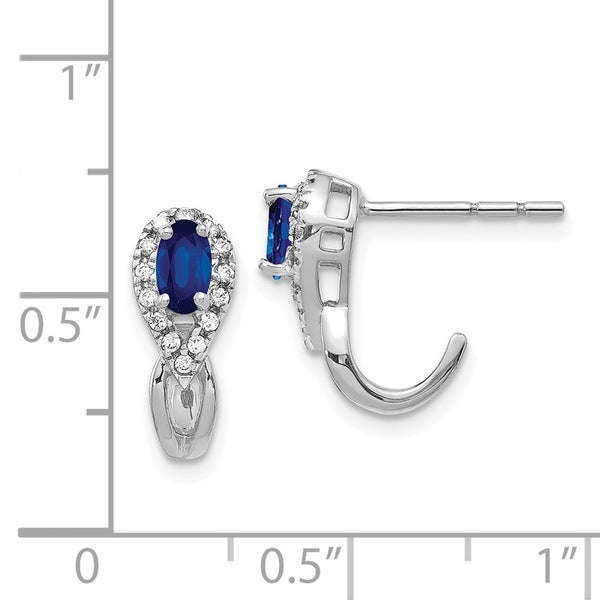 Oval Sapphire and Diamond Earrings in 14KT White Gold