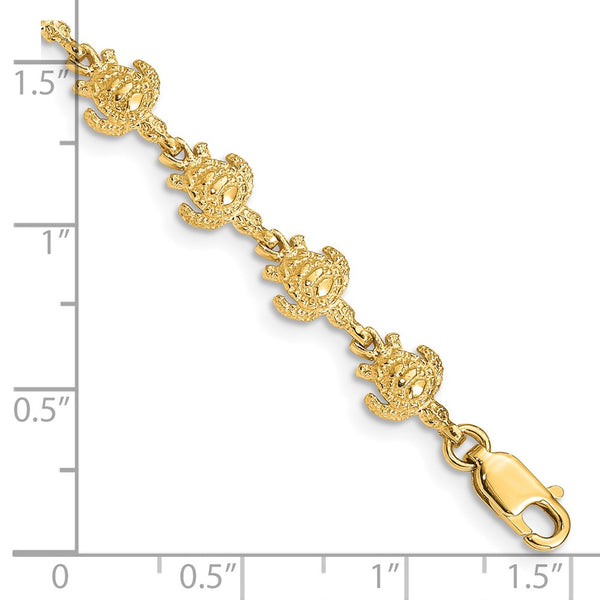 14KT Yellow Gold 7-inch 7MM Lobster Clasp Turtle Bracelet