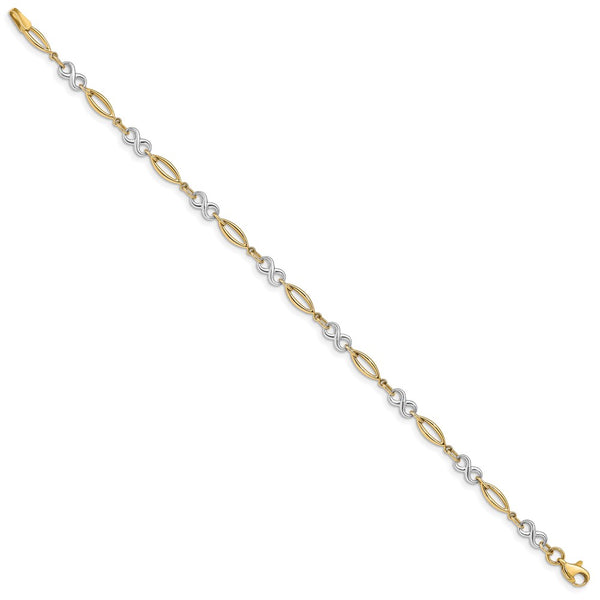 14KT White and Yellow Gold 7.5-inch 4MM Infinity Bracelet