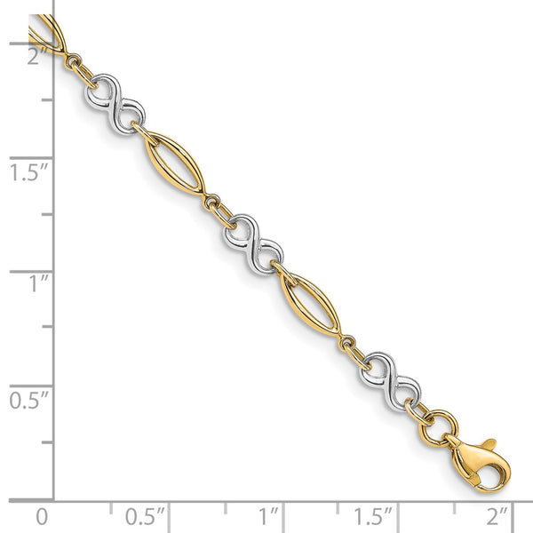 14KT White and Yellow Gold 7.5-inch 4MM Infinity Bracelet