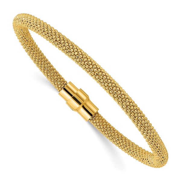 18KT Yellow Gold Plated Sterling Silver 7.5-inch 5MM Fancy Magnetic Bracelet