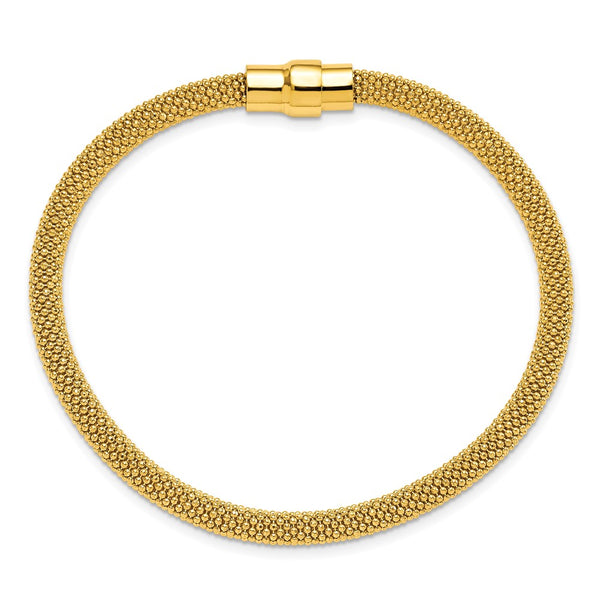 18KT Yellow Gold Plated Sterling Silver 7.5-inch 5MM Fancy Magnetic Bracelet