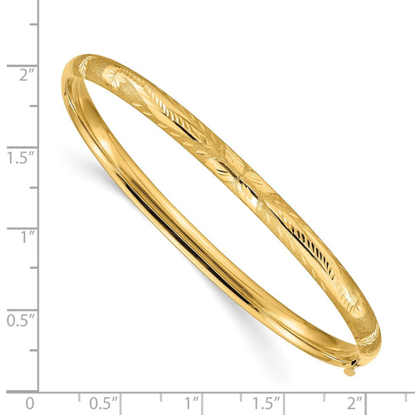 14KT Yellow Gold 7-inch 5MM Hinged Safety Clasp Bangle Bracelet