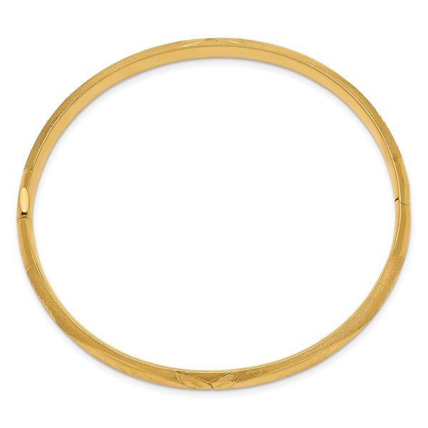 14KT Yellow Gold 7-inch 7MM Hinged Safety Clasp Bangle Bracelet