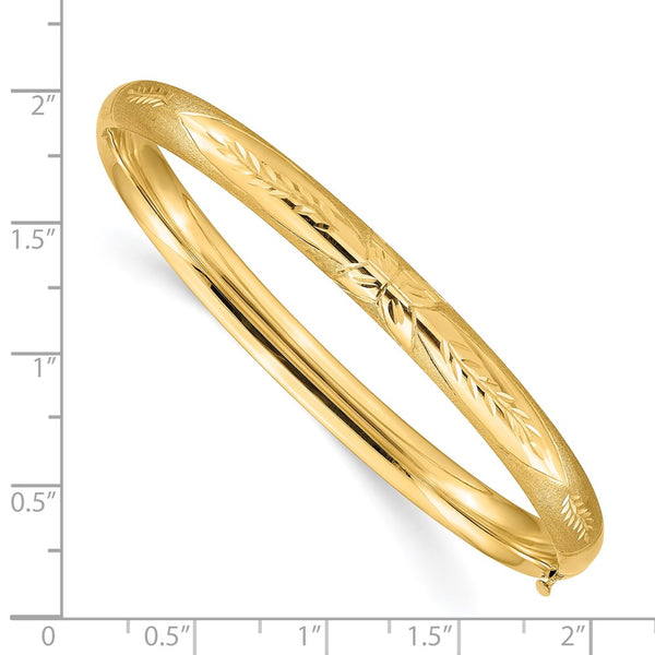 14KT Yellow Gold 7-inch 7MM Hinged Safety Clasp Bangle Bracelet