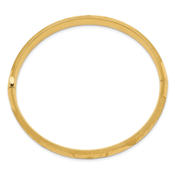 14KT Yellow Gold 7.5-inch 8MM Hinged Safety Clasp Bangle Bracelet