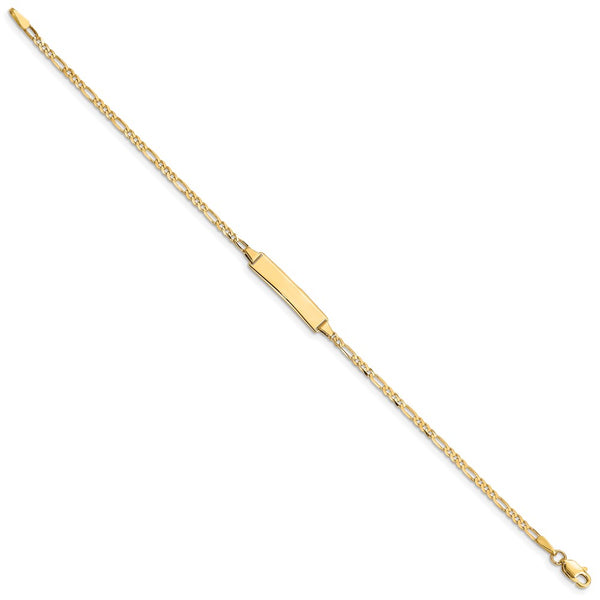 14KT Yellow Gold 7-inch 5MM Lobster Clasp Figaro ID Bracelet