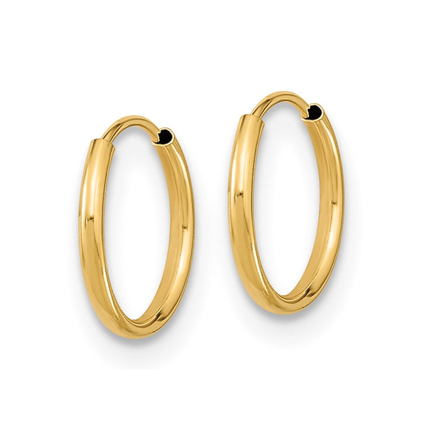 14KT Yellow Gold 9MM Childrens Hoop Earrings