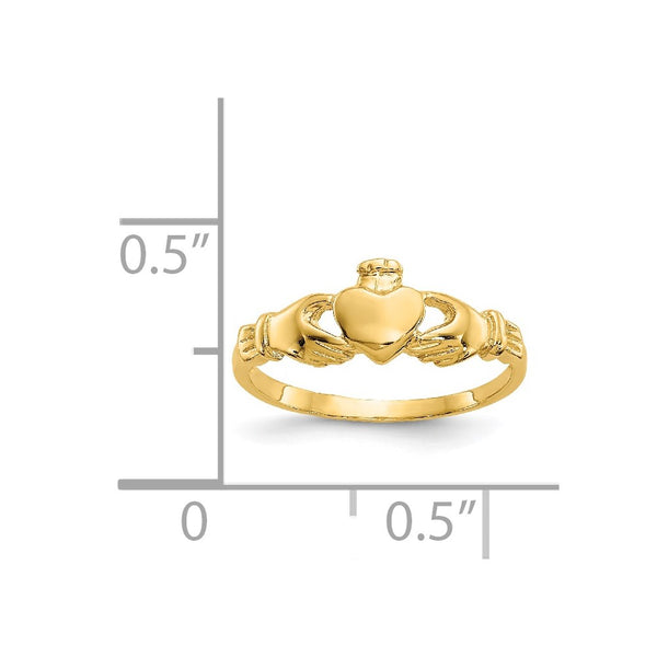 14KT Yellow Gold Claddagh Baby Ring; Size 1