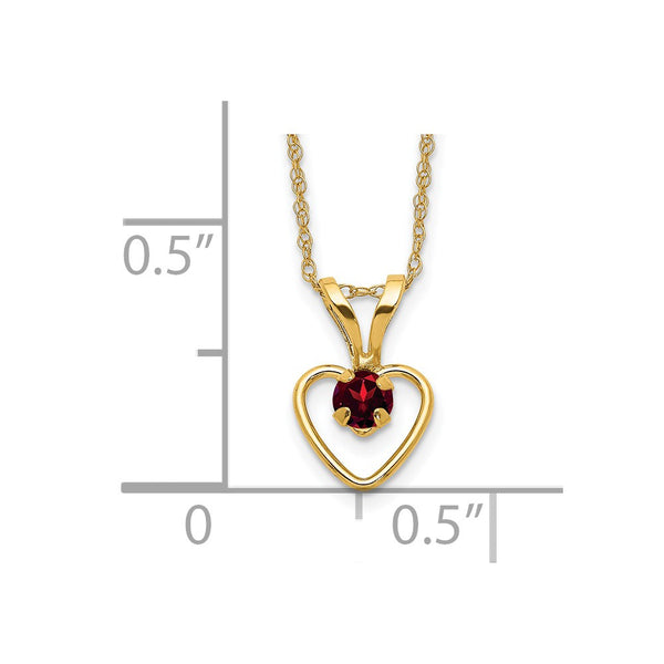 14KT Yellow Gold 3MM Round Garnet 15-inch Childrens Birthstone Pendant