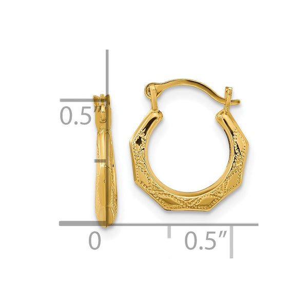 14KT Yellow Gold 13X12MM Childrens Hoop Earrings