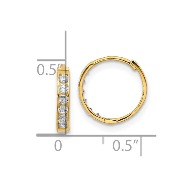 14KT Yellow Gold Cubic Zirconia 11.4MM Childrens Hoop Earrings