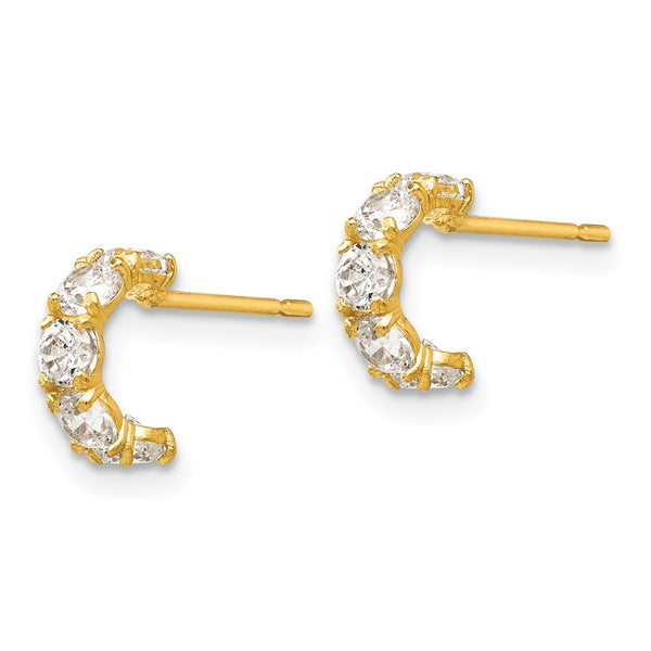 14KT Yellow Gold Cubic Zirconia 9X3MM Childrens Hoop Earrings