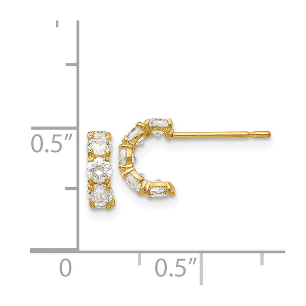 14KT Yellow Gold Cubic Zirconia 9X3MM Childrens Hoop Earrings