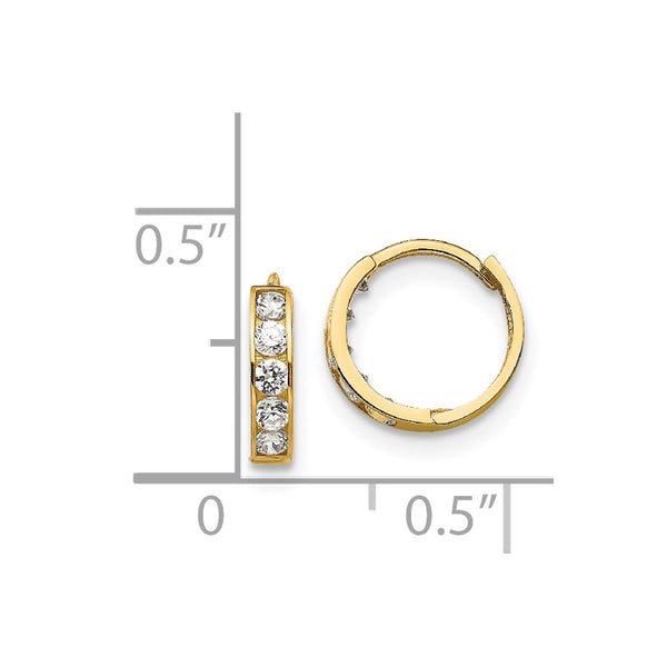 14KT Yellow Gold Cubic Zirconia 10X3MM Childrens Hoop Earrings