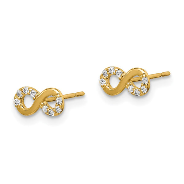 14KT Yellow Gold Cubic Zirconia Stud Infinity Earrings