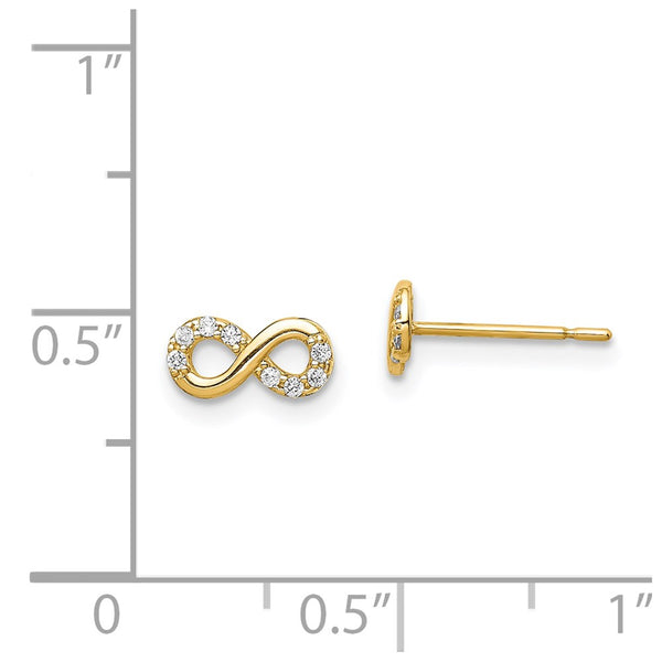 14KT Yellow Gold Cubic Zirconia Stud Infinity Earrings