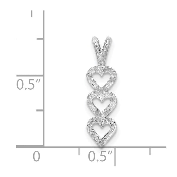 14KT White Gold 18X5MM 5MM Heart Pendant. Chain Not Included