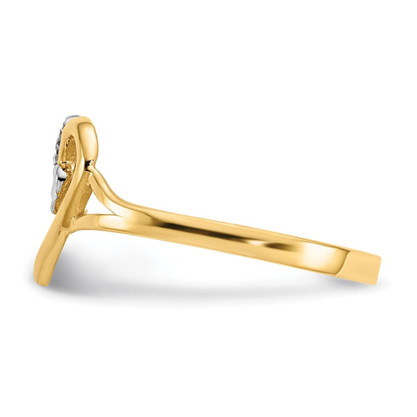 14KT Yellow Gold With Rhodium Plating Heart Ring; Size 7