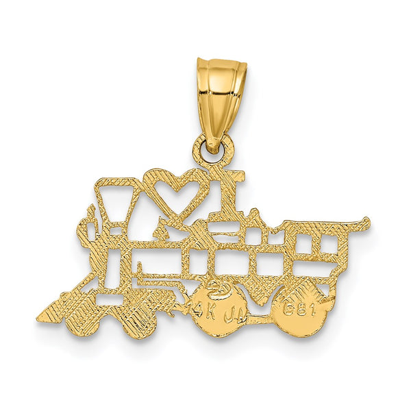 14k I Love Train Charm