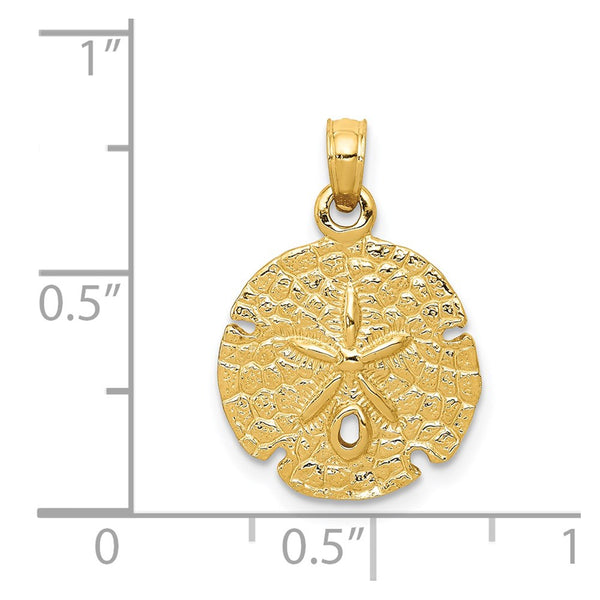 14KT Yellow Gold 21X15MM Sand Dollar Pendant. Chain Not Included