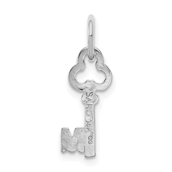 14KT White Gold 19X4MM Initial Key Pendant; Initial M. Chain not Included