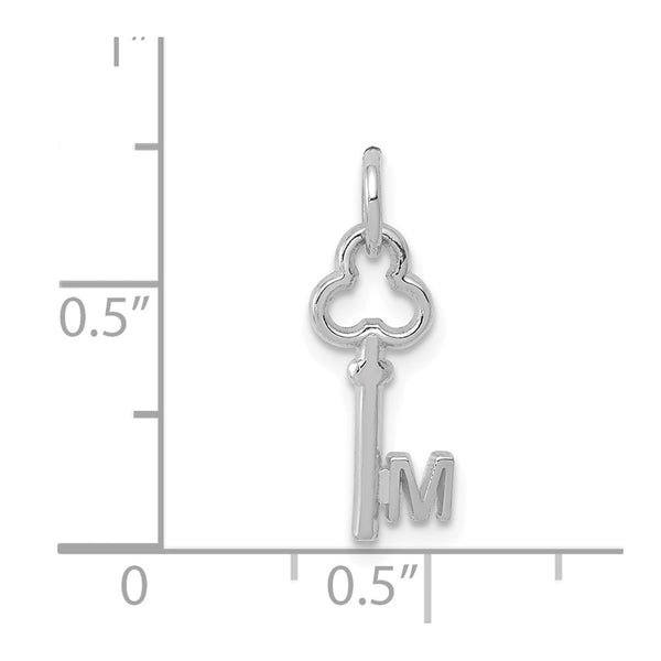 14KT White Gold 19X4MM Initial Key Pendant; Initial M. Chain not Included