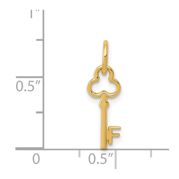 14KT Yellow Gold 19X4MM Key Initial Pendant; Initial F. Chain not Included