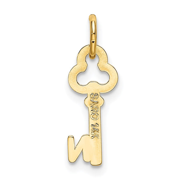 14KT Yellow Gold 19X4MM Key Initial Pendant; Initial N. Chain not Included