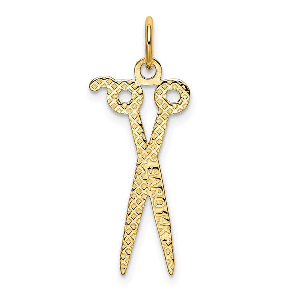 14KT Yellow Gold 28X12MM Scissors Pendant. Chain Not Included