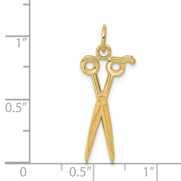 14KT Yellow Gold 28X12MM Scissors Pendant. Chain Not Included