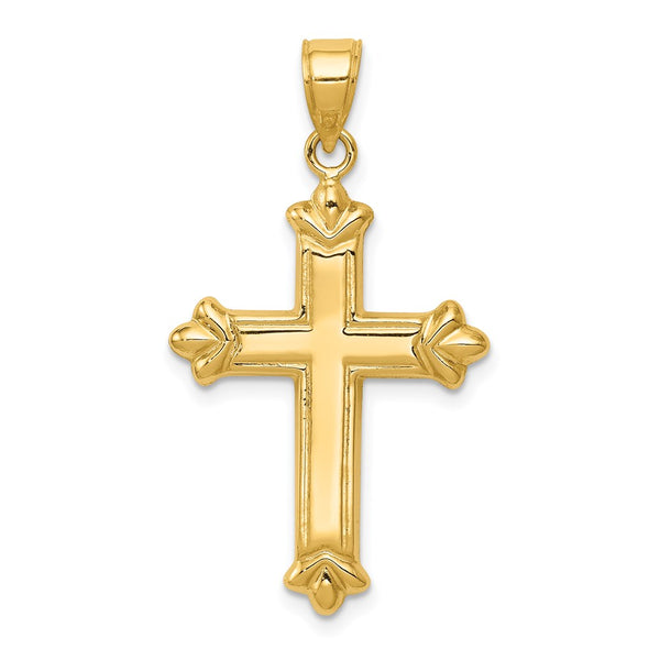 14KT Yellow Gold 35X19MM Diamond-cut Reversible Cross Pendant. Chain Not Included