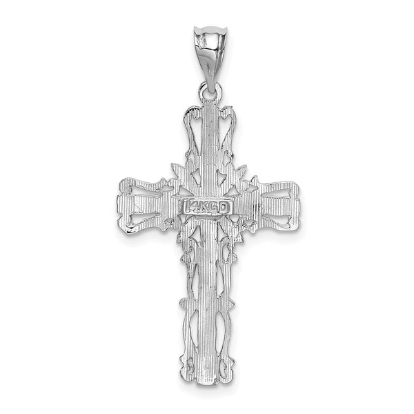 14KT White Gold 36X19MM Cross Pendant-Chain Not Included