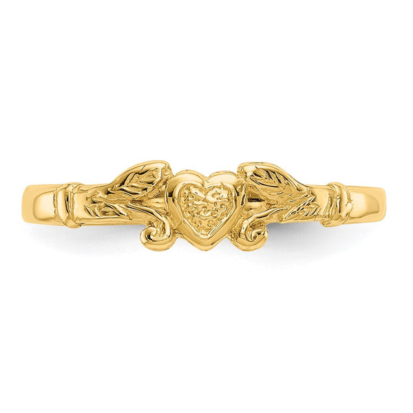 14KT Yellow Gold Heart Baby Ring; Size 1