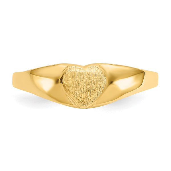 14KT Yellow Gold Childrens Heart Signet Ring; Size 3