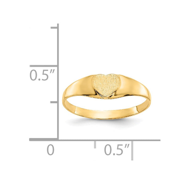 14KT Yellow Gold Childrens Heart Signet Ring; Size 3